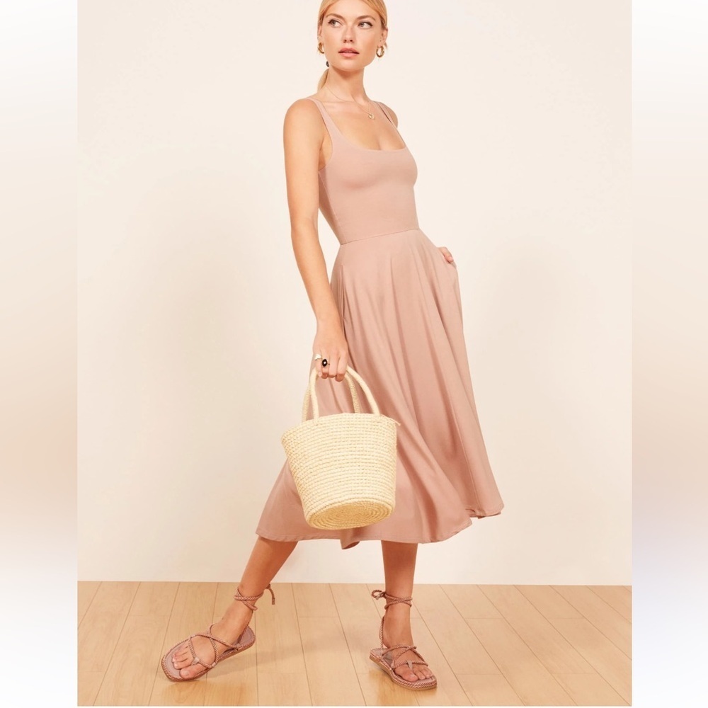 Reformation Rou Midi Dress Blush Size XL - Picture 5 of 8
